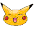 Two pixelated yellow cartoon heads with red cheeks and black-tipped ears, one smiling with tongue out, the other frowning.
