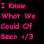 Static 90x90 pixel buddy icon with pink text on black background displaying a four-line phrase and emoticon.