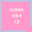 Pink square icon with cyan border containing white pixelated text 'aidan', 'a&f', and '<3' across four , each showing a different corner symbol