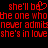 Red pixelated text on black background with heart symbol replacing 'o' in 'she'll be', repeated lines of fragmented phrases.