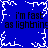Blue background with white pixelated lightning bolts and repeated black text reading "i'm fast as lightnig" in four quadrants.