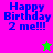 Pixelated blue text reads 'Happy Birthday 2 me!!!' on four distinct colored backgrounds with a small star icon in the bottom-right corner of two