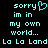 Pixelated cyan text on black background with heart symbol replacing 'y' in 'sorry', repeated twice side-by-side.