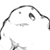 Pixelated grayscale cartoon face with asymmetrical features and a curved outline on white background.