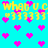Pixelated cyan background with scattered pink hearts and yellow text reading 'what u c' followed by five heart symbols.