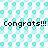 Pixelated cyan and white pattern with repeated 'Congrats!!!' text in black, static display.