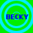 Four identical blue text 'BECKY' icons on green backgrounds with light blue concentric circles, arranged in a pattern
