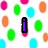 A static image with a white background covered in scattered, blurred circles of pink, green, cyan, and orange. The text "i love 2 cheer!" is displayed in bold, pixelated letters.