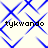 Blue geometric pattern with repeating 'tykwando' text on a white background, showing pixelated animation changes across frames.
