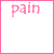 A 5x5 contact sheet of animated frames showing evolving text about pain and regret in pink and black fonts on a white background with pink grid lines.