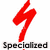 Red stylized lightning bolt symbol above black pixelated text reading 'Specialized' on white background.