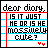Pixelated diary entry with red and blue lines, black text reading "dear diary. IS IT JUST HE OR IS HE massively cute?" and two red heart symbols at bottom right.