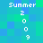 Pixelated text displays 'Summer' and '2009' in white on a blue-green gradient background with no visible motion.