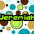 Pixelated pattern of overlapping circles in brown, teal, and yellow on white background with green and blue text reading "Jeremiah".