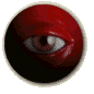 Red circular icon with a single eye showing various expressions