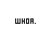 A sequence of pixelated text 'WHOA.' with blue motion trails shifting across frames, forming a looping animation on white background.