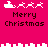 Pixelated Santa sleigh with reindeer and 'Merry Christmas' text on pink background, two variations of animation frames.