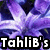 Purple flower with white highlights overlaid with black text reading 'TahliB's Image' and 'Shop!' on a gray background.