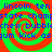A static image with four identical spiral patterns on a green background, each containing blue text reading 'lincoln ten state champ chew bubblegum kick as' in pixelated font.