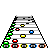 Pixelated game interface with five triangular playfields and a failure message box showing 'SONG FAILED' text.