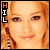 six shows a person with long blonde hair and dark eye makeup, wearing striped earrings; the leftmost displays 'HIL' text in orange and white
