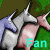 Animated icon shows a cartoon character with silver armor and blue shoulder pads lying on green grass, text 'Fan' changes color across frames.