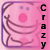 Pixelated pink cartoon icon with vertical text "CRAZY" on the right side and abstract curved shapes on a light background.