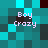 Pixelated of teal and dark gray squares with four instances of 'Boy Crazy' text in light purple, arranged in a layout