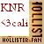 Pixelated static image with text elements including 'KINR', '3cali', and 'HOLLISTER FAN' on a light background with a vertical strip of brown and beige tones.