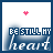 A static icon with a white background, blue text reading 'BE STILL MY heart', and a pink pixelated heart above the text.