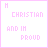 15 identical pixelated text in light pink on white, each displaying 'I'M CHRISTIAN AND I'M PROUD!' with minor letter variations across the set