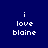 Four blue display pixelated text 'i love blaine' with varying background shades and letter spacing