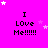 A bright pink background with repeated text "I Love Me!!!!!!" in black pixelated font, surrounded by white and light purple stars.