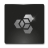 Pixelated grayscale icon with abstract curved shapes on a dark background, framed by a light gray border.