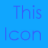 A static contact sheet of a 48x48 pixel animated icon showing text-based animation on a blue background with gray transparency area.