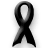 Static grayscale icon of a black ribbon symbol on white background with pixelated edges and soft gray gradient transitions.