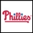 Pixelated red script text reading 'Phillies' with a horizontal underline on white background.
