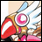 A 48x48 pixel animated buddy icon featuring a character with white wings and red accents on the left, paired with "Anime IM" text on a black background to the right.