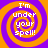 Four identical spiral patterns with orange and purple colors, each containing the text "I'm under your spell!" in white pixelated font.