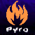 Animated fire icon with orange, white, and red pixelated flames on dark blue background; text 'Pyro' below each flame variation.