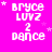identical pixelated text icons on a bright pink background, each displaying 'Bryce LUVZ 2 dance' with small white stars scattered around