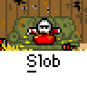 Animated pixel art contact sheet showing a cartoon character in red clothing with white helmet sitting on green couch against wooden wall background, repeated across multiple frames with subtle animation changes.