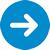 Circular blue icon with a white arrow pointing right, rendered in pixelated style with light blue and white background pixels.
