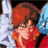 Pixelated static image of a character with red hair and orange clothing against a blue-and-white background, rendered in low-resolution 256x256 pixels.