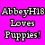 A four- shows a pink text , a golden retriever puppy, a Bernese Mountain Dog puppy, and a blank gray