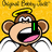 Pixelated cartoon monkey with angel wings and halo, mouth open in a shout, against yellow background.