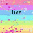 A pixelated image with horizontal color bands displaying the words live, laugh, and love in dark green text against a multicolored background.