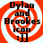 Four identical pixelated images of a red and white spiral background with black text reading "Dylan and Brookes icon :]]" arranged in a