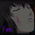 A 3x3 contact sheet of an animated icon showing a character's face with closed eyes and blushing cheeks, each frame displaying the word "Fan" in different colors.