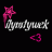 Pixelated icon with pink star, stylized text 'Aimdywst', and pink heart on black background.